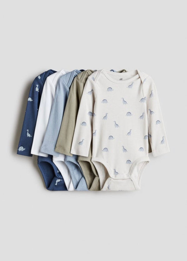 H&M  5 pack Long Sleeve Bodysuits 100% Cotton