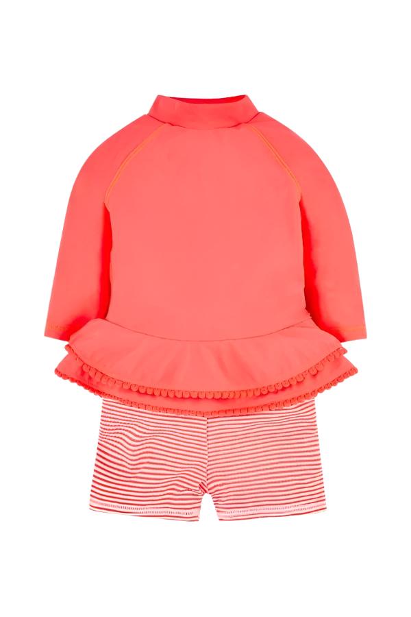 Mothercare Girls Red Striped Swimwear