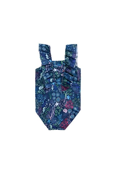 Mothercare Girls Navy Reef Reef Swimsuit
