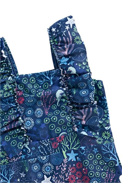 Mothercare Girls Navy Reef Reef Swimsuit