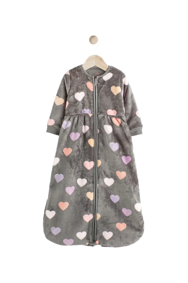 Next Uk Grey Hearts 2.5 Tog Fleece Supersoft Baby Sleep Bag