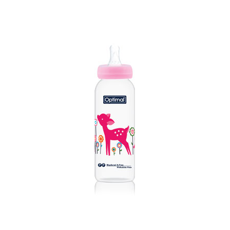 Pink Optimal Narrow Neck Feeding Bottle 240 ML