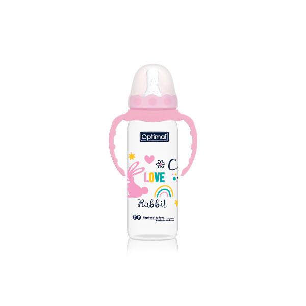 Pink Optimal Narrow Neck Feeding Bottle With Handle 240 ML