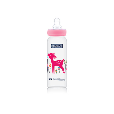 Pink Optimal Narrow Neck Orthodontic Feeding Bottle 240ml