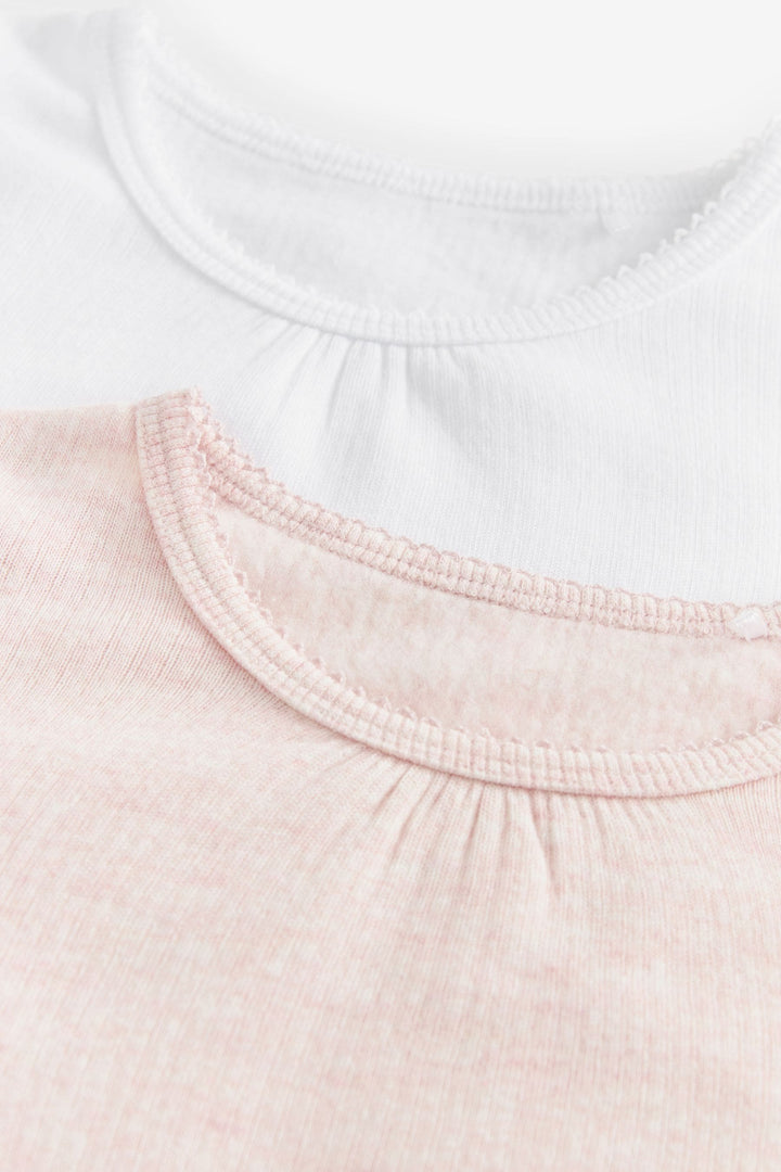 Next Uk Thermal 2 Pack Long sleeve Pink & White Girl Top
