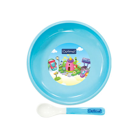 S1 Optimal Non-Slip Feeding plate With Silicone Tip Spoon (4m+)