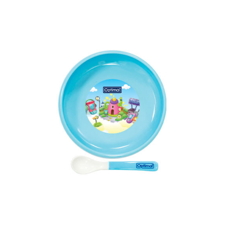 S4 Optimal Non-Slip Feeding plate With Silicone Tip Spoon (4m+)