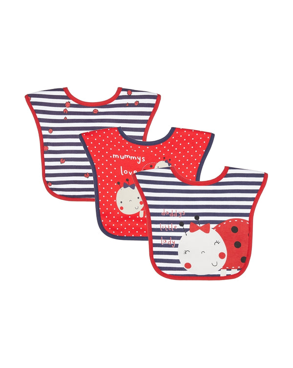 Mothercare Ladybird Toddler Bibs Red Pack Of 3 (6months+)