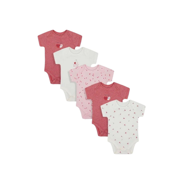 Mothercare Cherry Short Sleeve Bodysuits - 5 Pack (new baby)