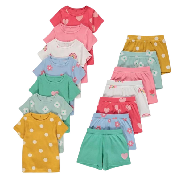 George Uk 7 Pack Girl Top & Shorts (12-18 months,18-24 months,4-5 years)
