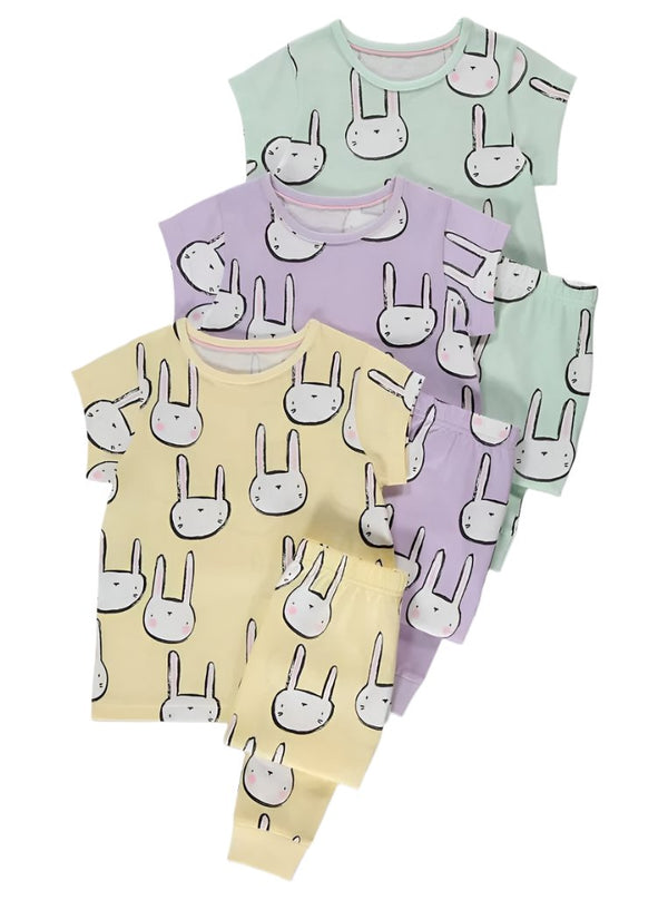 Pastel Bunny Short Pyjamas 3 Pack