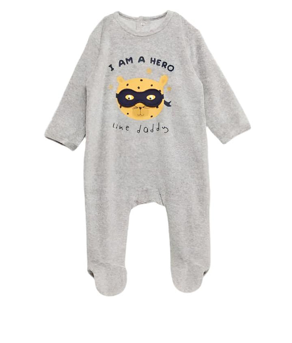 Grey Hero Sleepsuit Velour