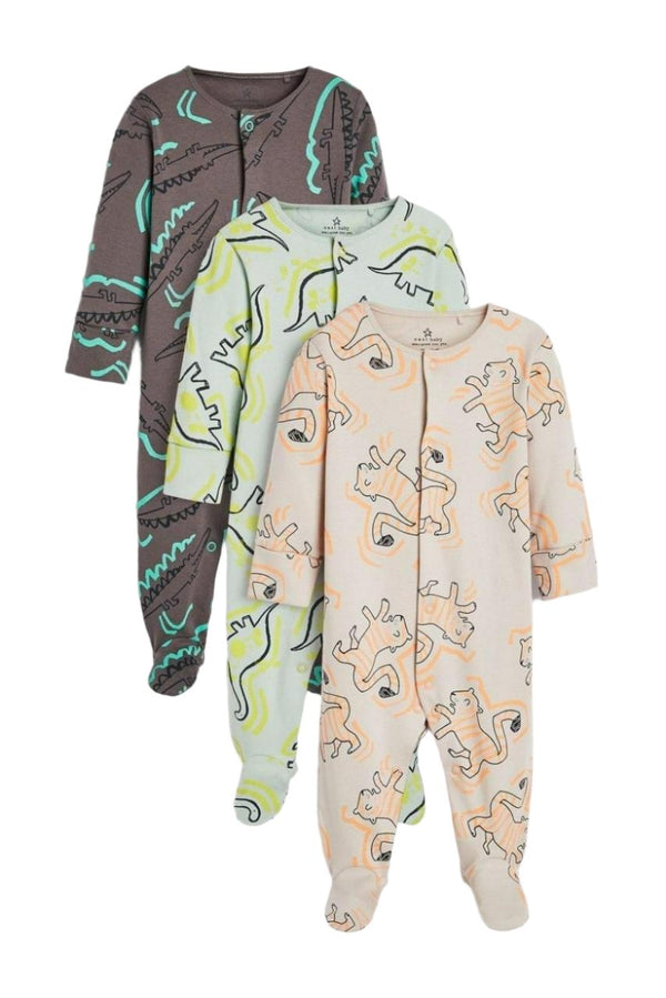 Next 3 pack Dino Boy Long Sleeve Sleepsuit 