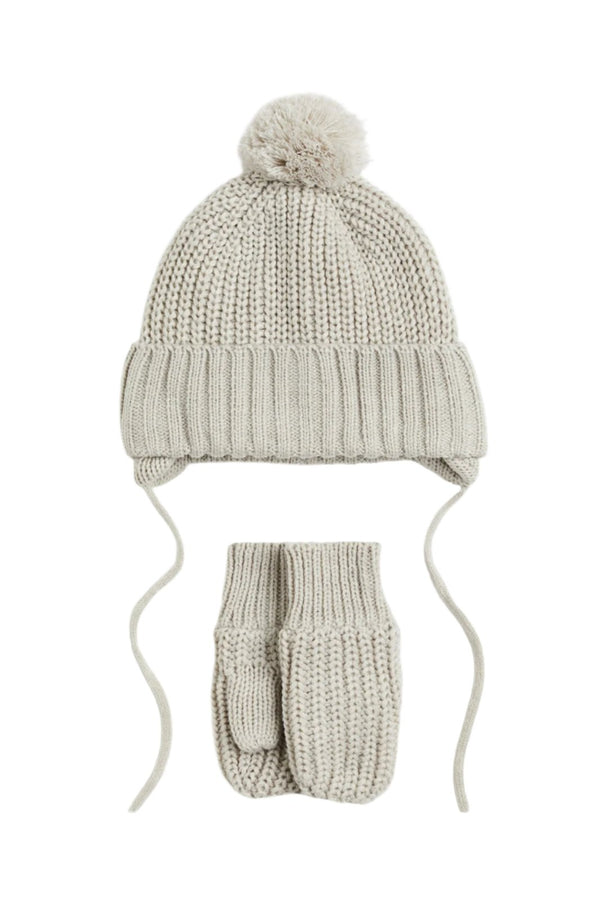 H&M Beige Beanie & Mittens Set 2 Pieces