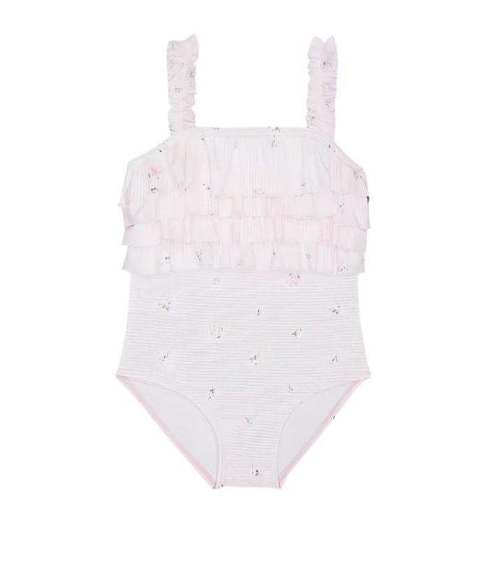 Mothercare Girls Pink Stripped Floral Swimsuit
