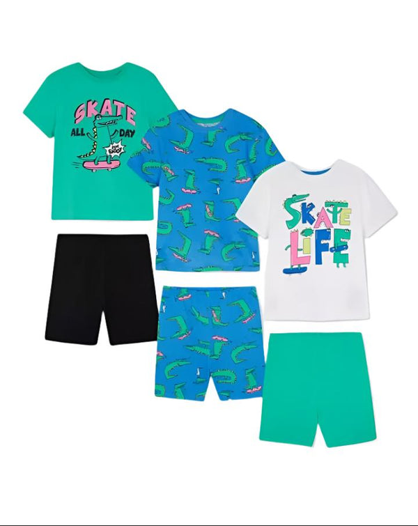 Primark Uk 3 Pyjamas Pack Cotton Skate Life