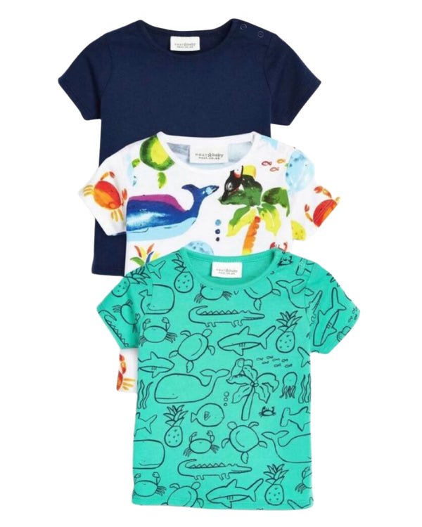 Next 3 Pack Cotton Boys Short Sleeve Shirt 