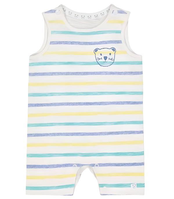 Mothercare Sleeve Less Boys Cotton Romper (1-3 Months )