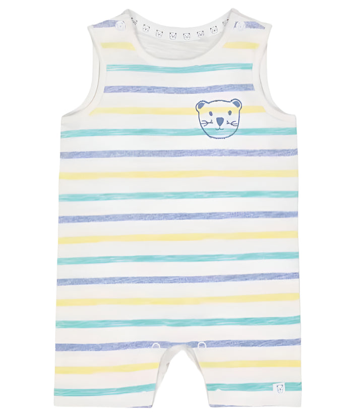 Mothercare Sleeve Less Boys Cotton Romper (1-3 Months )