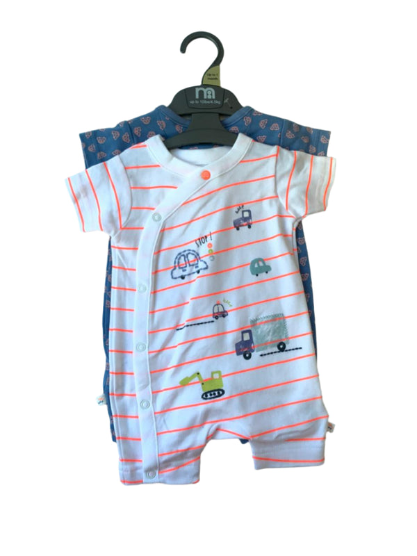 Mothercare 2 Pack Boys Cotton Romper (Up To 1 Months )