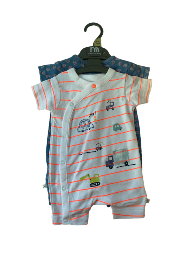Mothercare 2 Pack Boys Cotton Romper (Up To 1 Months )