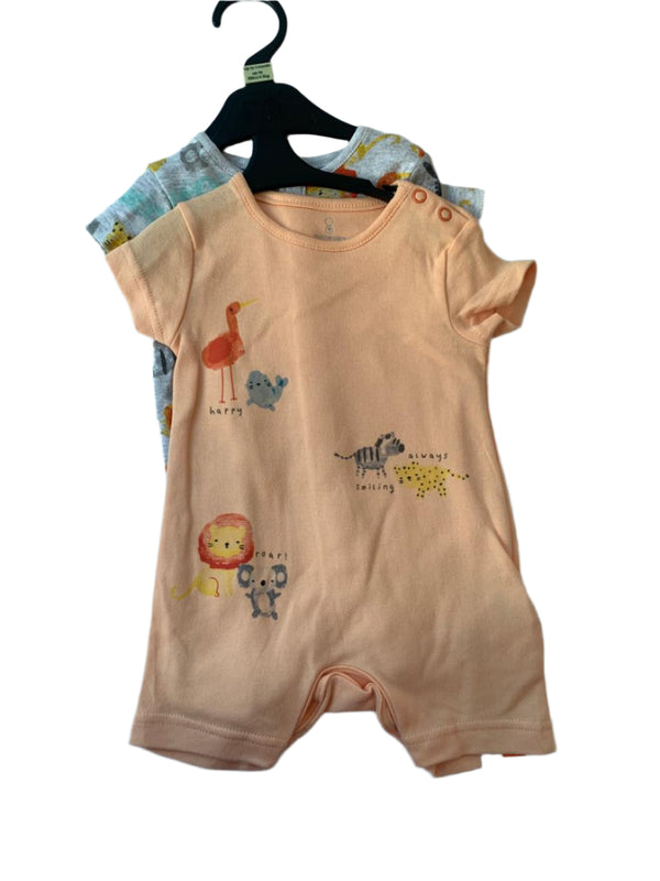 Mothercare 2 Pack Cotton Boys Romper (Up To 1 Months )