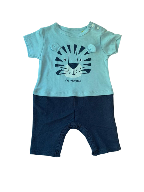 Red Tag Blue Cotton Boys Romper (0-3/3-6 Months )