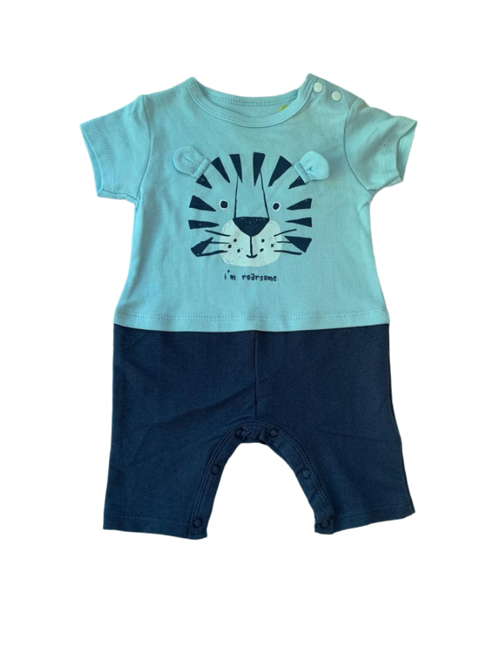 Red Tag Blue Cotton Boys Romper (0-3/3-6 Months )