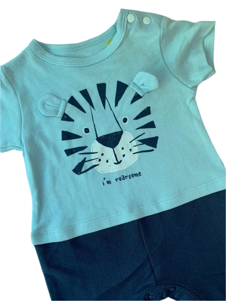 Red Tag Blue Cotton Boys Romper (0-3/3-6 Months )