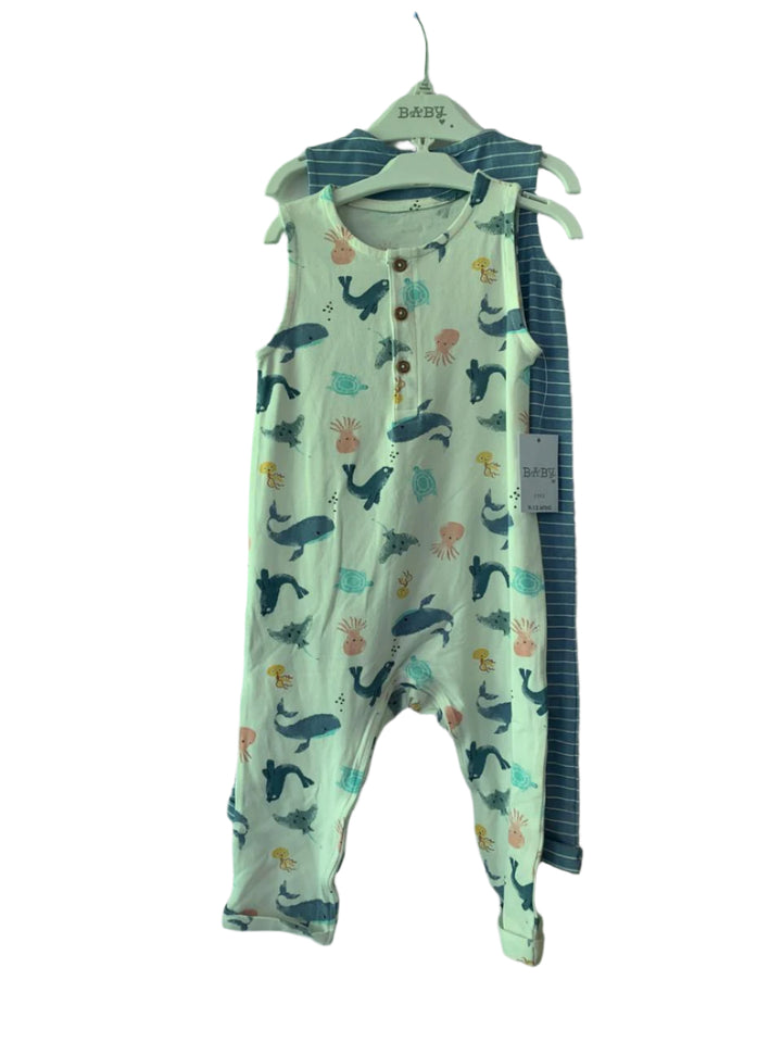 Matalan 2 Pack Sleeve Less Cotton Boys (9-12 Months )