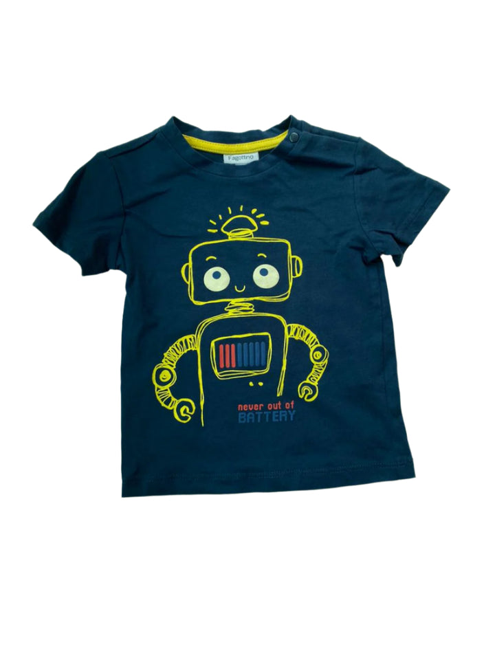 Fagittino Short Sleeve Navy Cotton T-Shirt (9-12 Months )