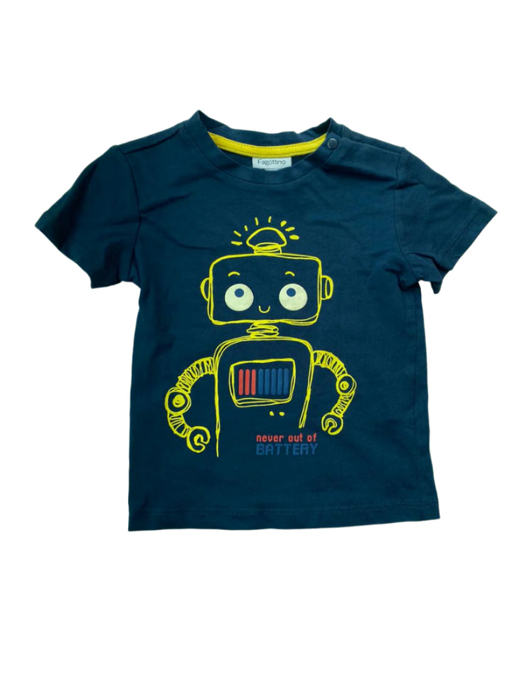 Fagittino Short Sleeve Navy Cotton T-Shirt (9-12 Months )