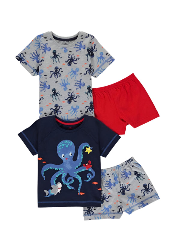 Matalan Uk Boys 2 Pack Cotton Short sleeve Pyjama  (12-18/18-23 months )