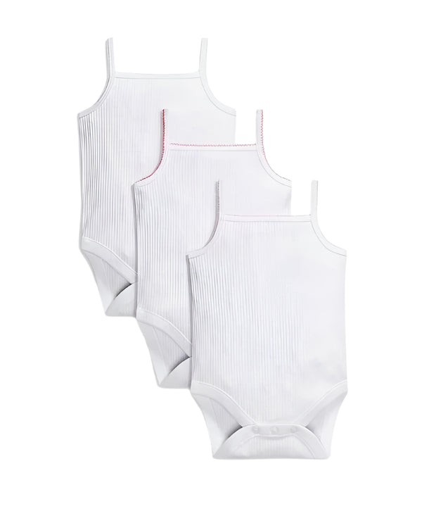 Next Uk Baby 100% Cotton 3 Cami Bodysuits