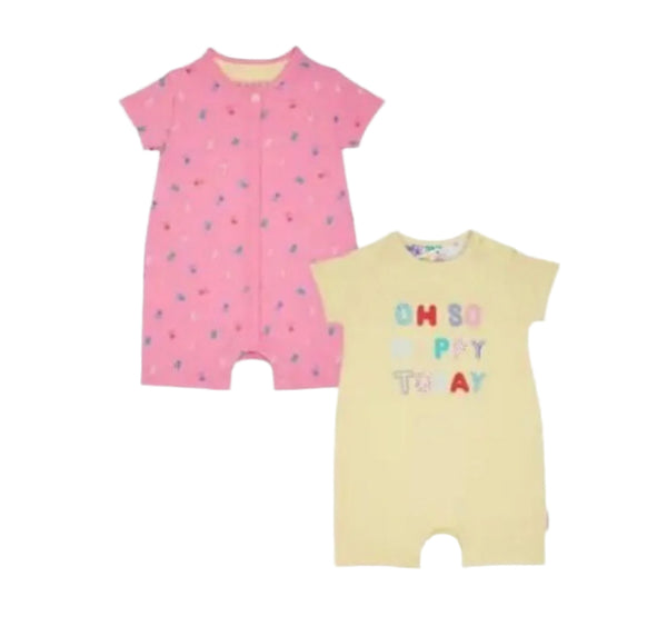 Mothercare Girl Romper 2 Pack 100% Cotton (up to 1 months)