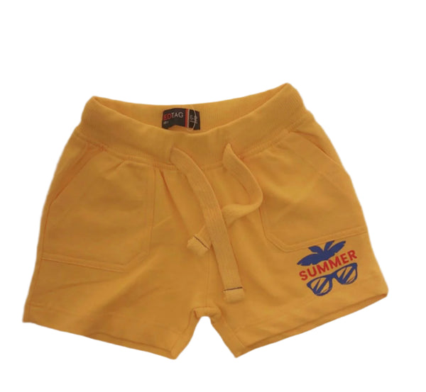 Red Tag Yellow Cotton Boys Short (3-6 / 6-12 Months )