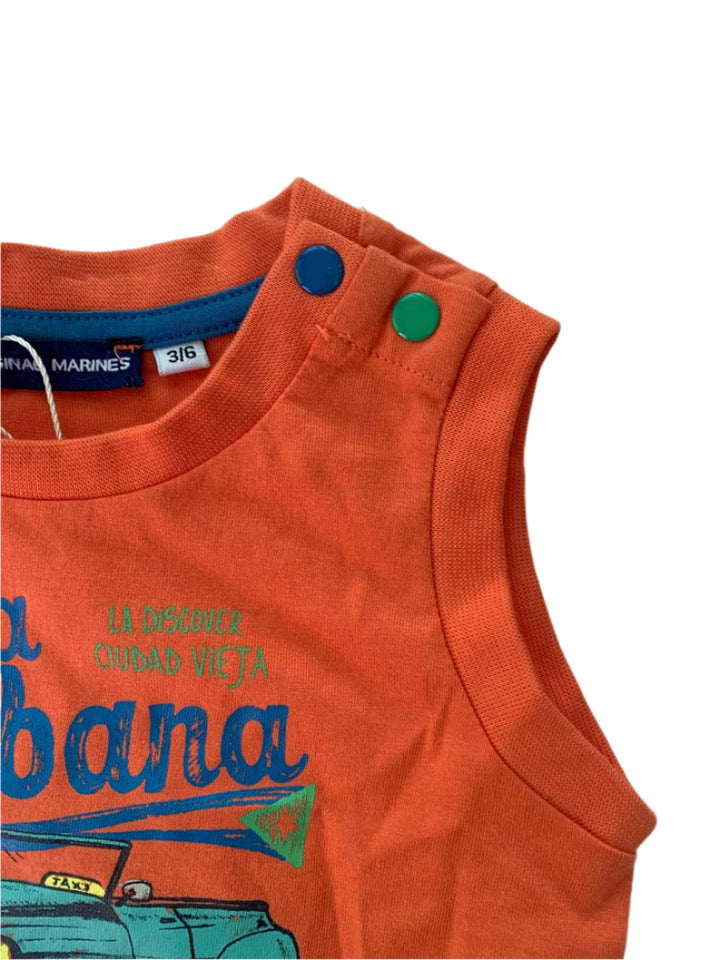 Original Marines Sleeve Less Cotton Boys T-Shirt (0-3/3-6 Months )