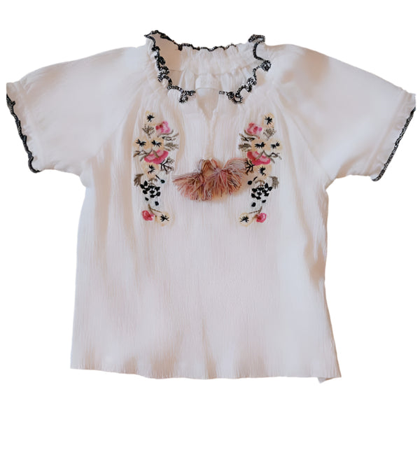Next UK Short Sleeve Cotton Girls White T-Shirt (3-6 /6-9 Months )