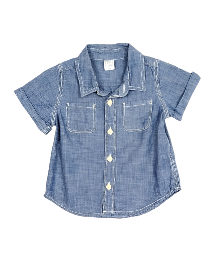 Baby Gap Short Sleeve Navy Boys Shirt (3-6/6-12/18-24 Months )