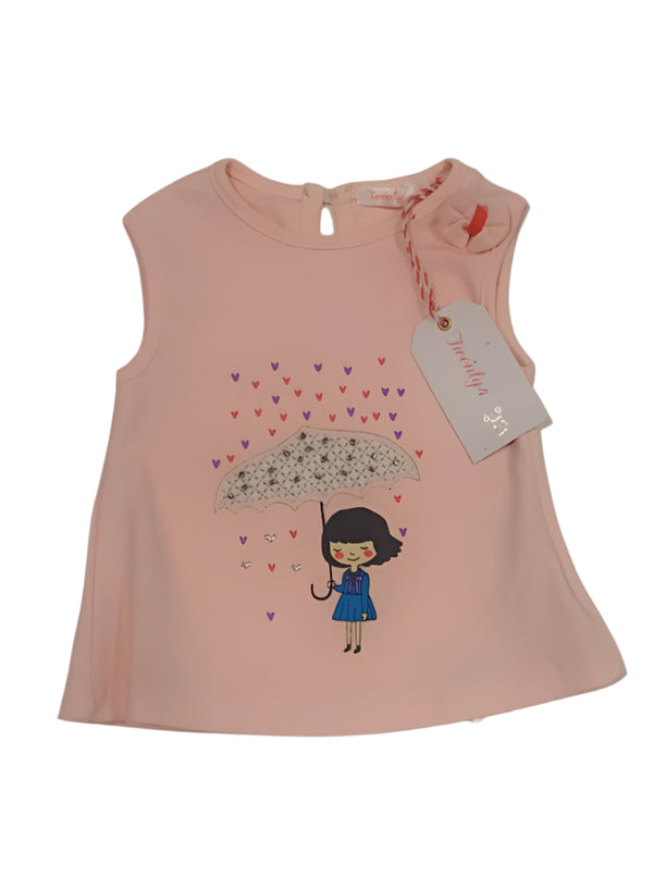 Twenty 4 Sleeve Less Cotton Girls T-Shirt (6-9 Months )
