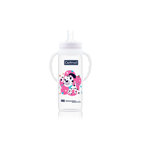 White Optimal Narrow Neck Feeding Bottle With Handle 240 ML