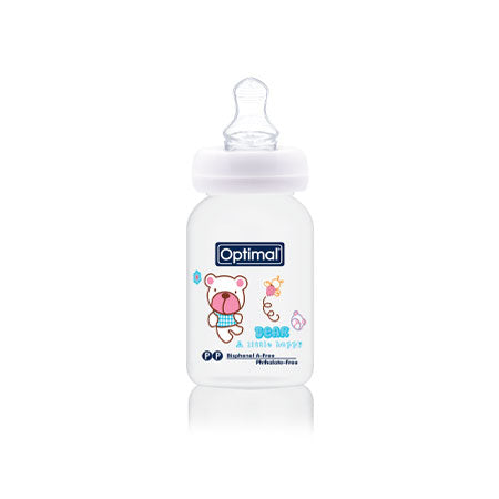 White Optimal Narrow Neck Orthodontic Feeding Bottle 140 ML