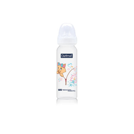 White Optimal Narrow Neck Orthodontic Feeding Bottle 240ml