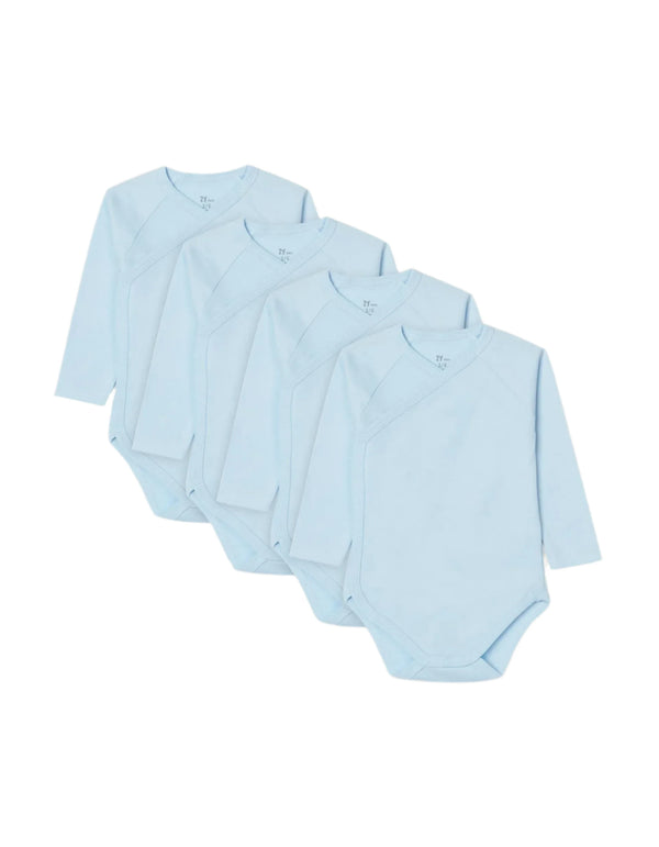ZY Spain 4 Pack Long Sleeve Crossover Bodysuit 100% Cotton