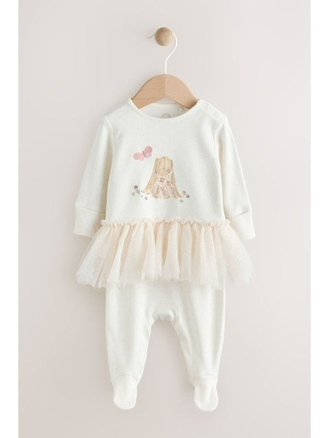 Next Uk Ecru Bunny Tutu Baby Sleepsuit (0mths-2yrs) AW2-301