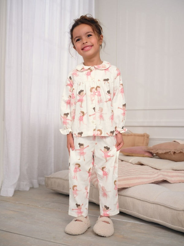Pre Order Next UkEcru/Pink Ballerina Woven Button Through Pyjamas (9mths-10yrs) AY9-899
