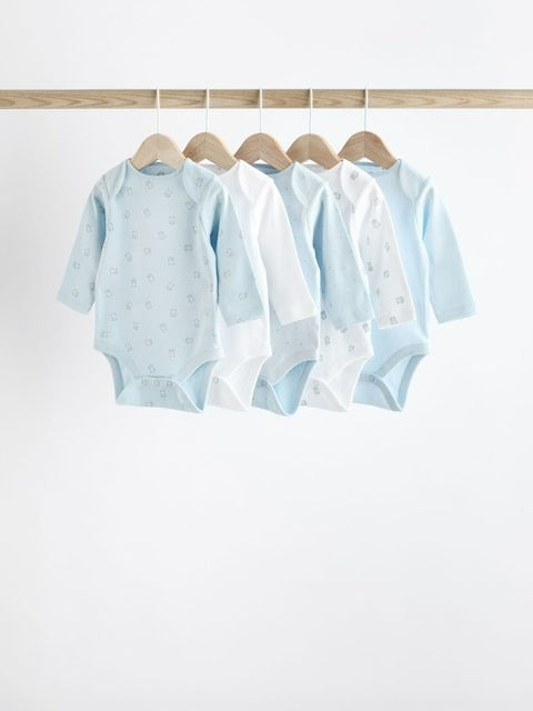 Next Uk Blue 5 Pack Baby Bear Long Sleeve Bodysuits K79-651