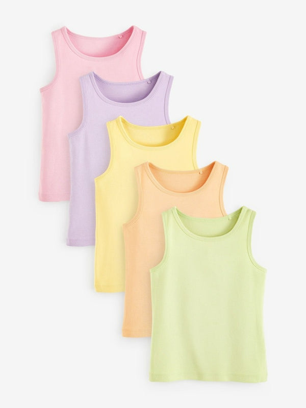 Next Uk Multi Pastel Vests 5 Pack (1.5-16yrs) 412-572