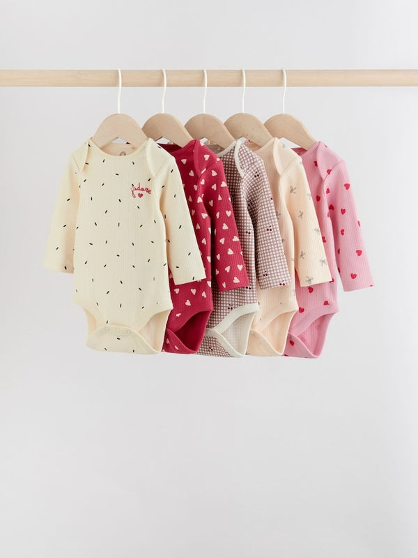 Next UK Red Baby Long Sleeve Bodysuits 5 Pack F17-132