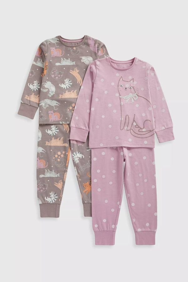 Mothercare Cat Pyjamas Long Sleeve - 2 Pack (2-3 ,4-5 years)